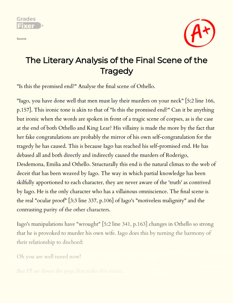 Literary Analysis of The Final Scene of Othello Essay