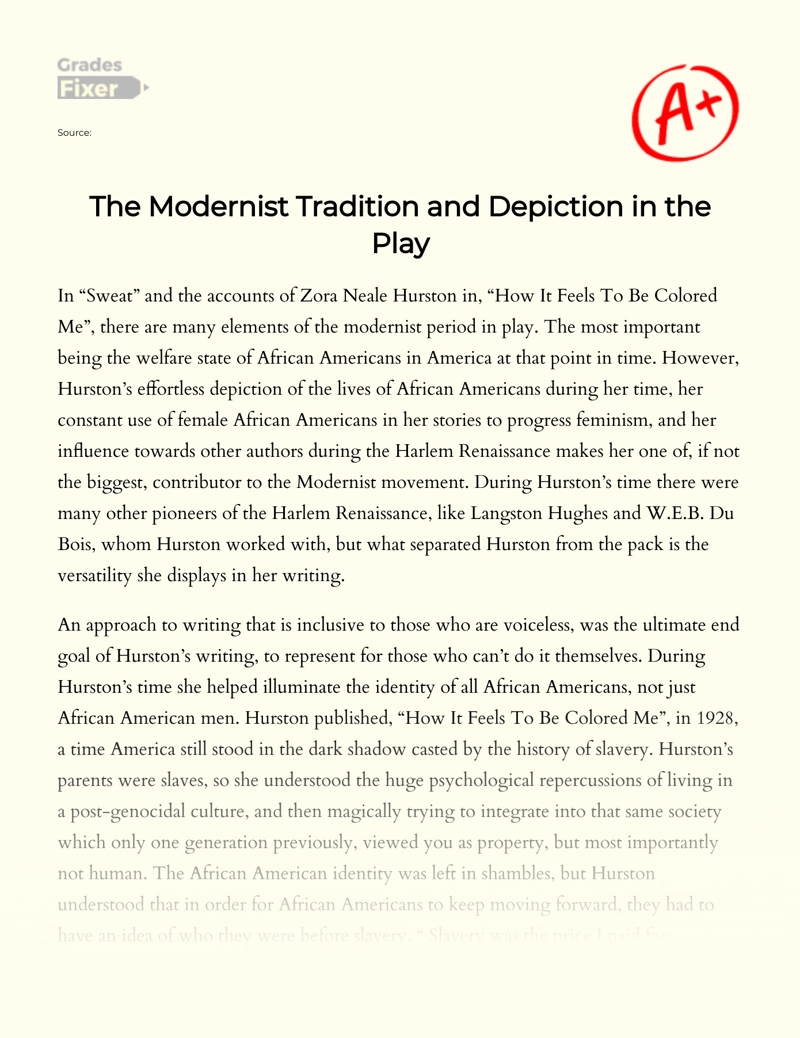 The Modernist Tradition and Depiction in The Play essay