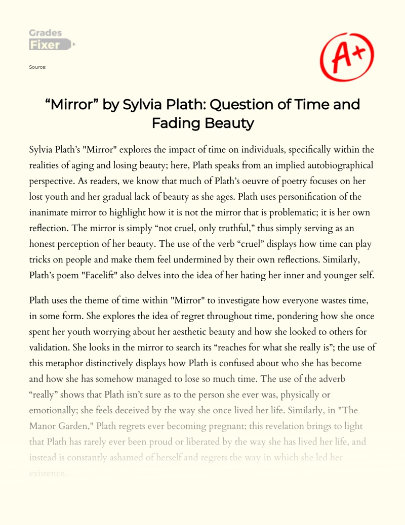 personification in the poem mirror by sylvia plath