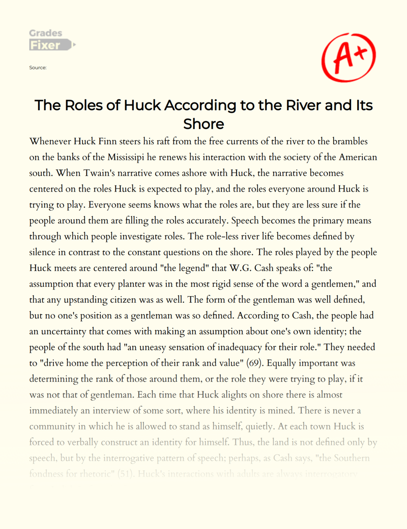 Huckleberry Finn's Character Change in Mark Twain's Novel Essay