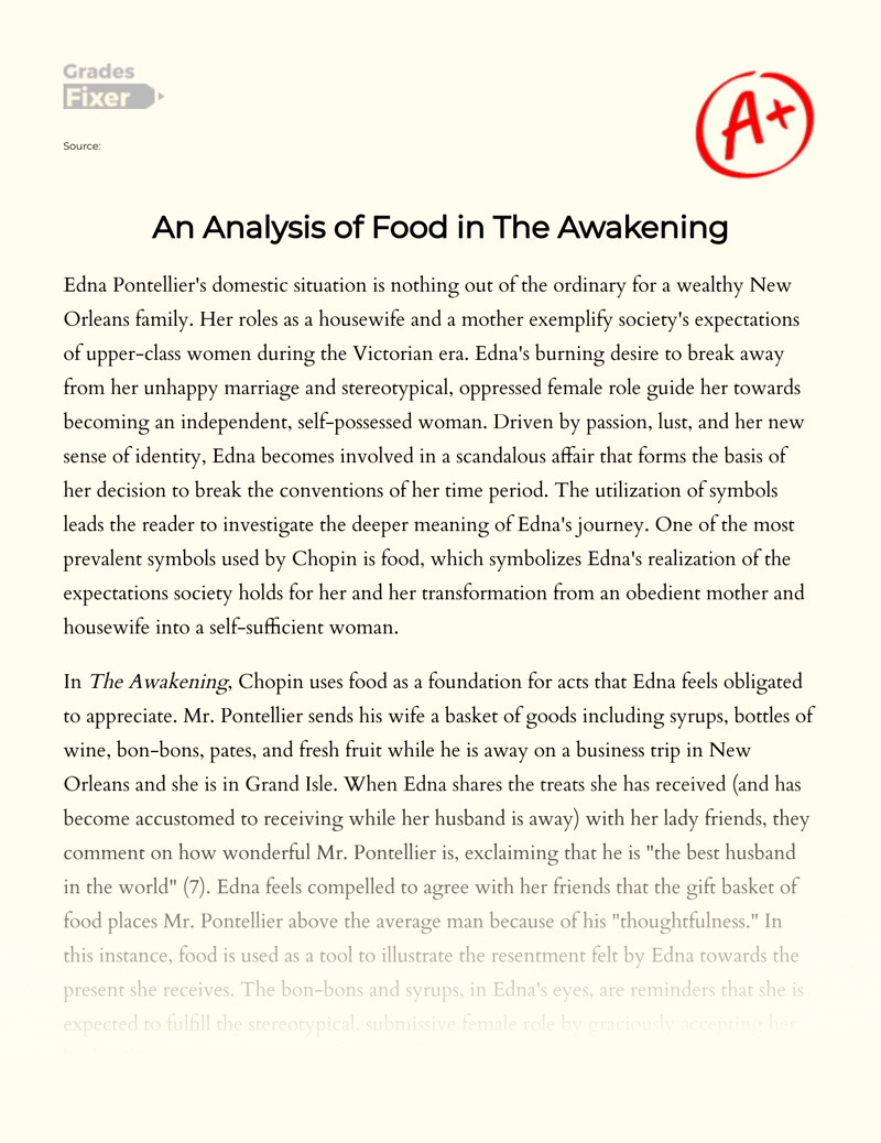 The Role of Food in The Awakening Essay