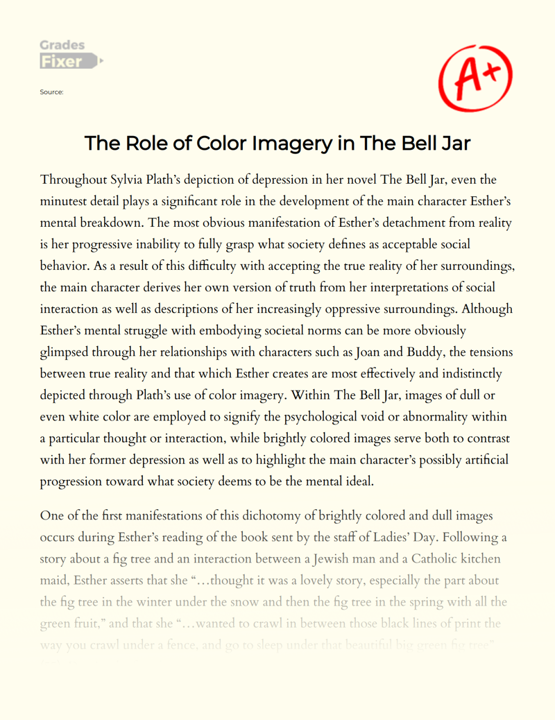 The Role of Color Imagery in The Bell Jar Essay