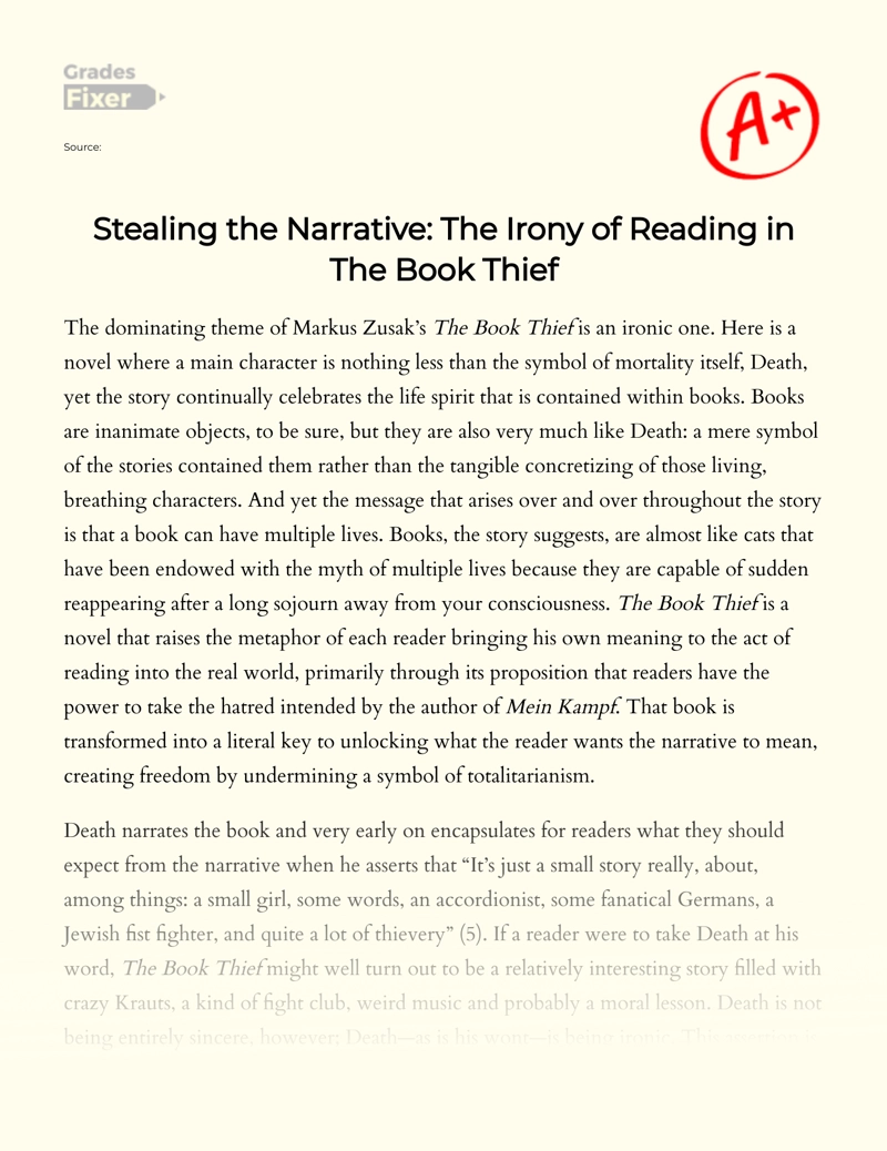 A Look at The Theme of Irony When Reading The Book Thief Essay