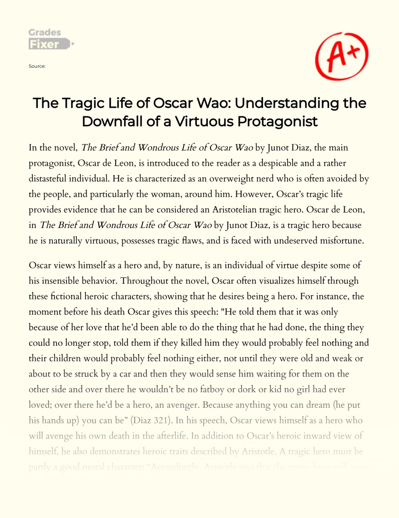 A Look at The Downfall of Oscar Wao Essay