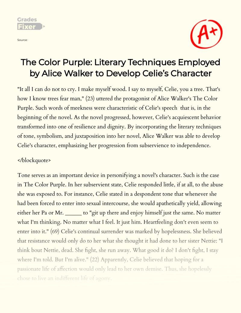 the colour purple essay