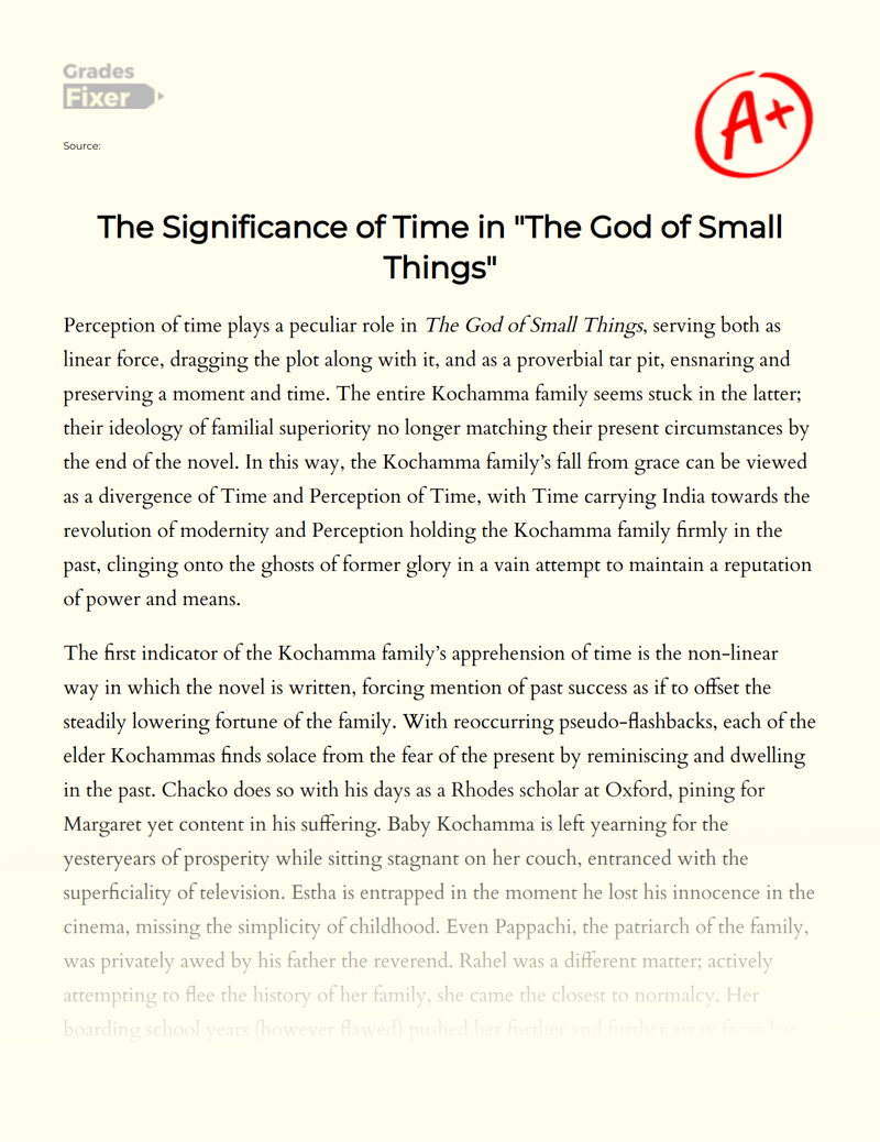 The Significance of Time in "The God of Small Things" Essay