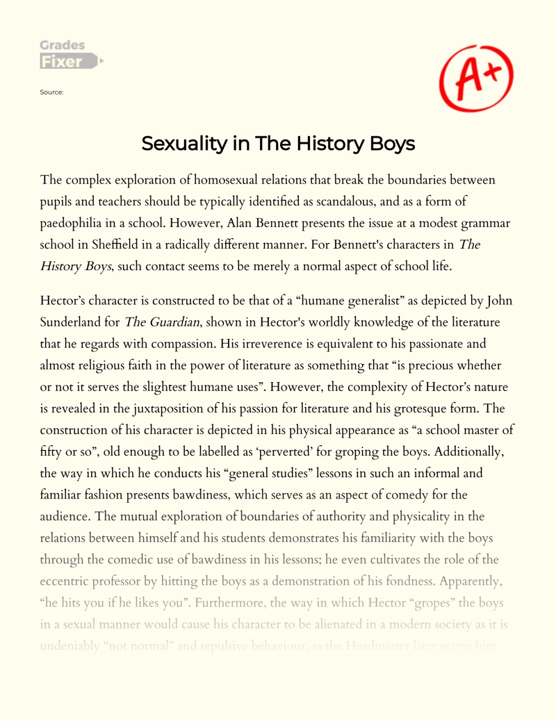 A Study of The Theme of Sexuality in The History Boys Essay