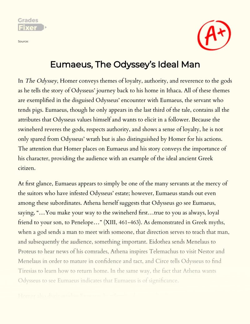 A Study of The Character Emmaus and Whether He is The Right Man in The Odyssey Essay
