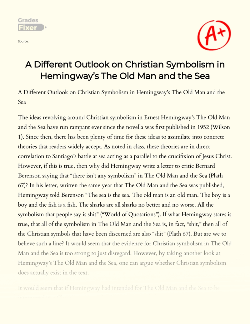 Christian Symbolism in The Old Man and The Sea Essay
