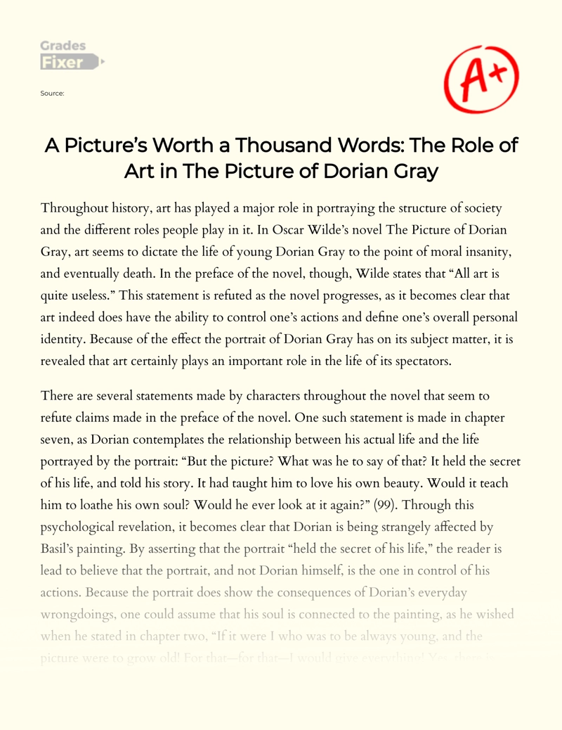 The Symbolic Use of Art in The Picture of Dorian Gray Essay