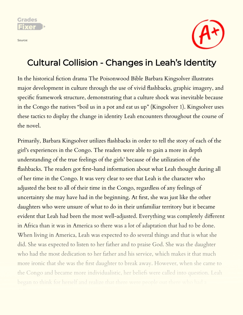 A Collision of Cultures as Shown in The Identity of Leah Essay
