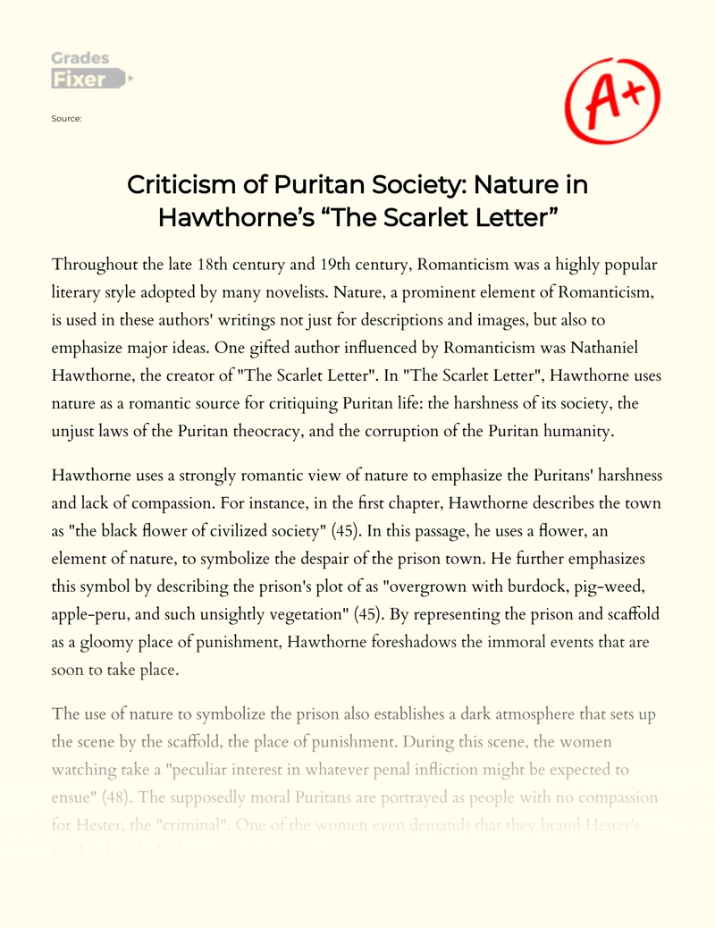 scarlet letter puritan society hypocrisy