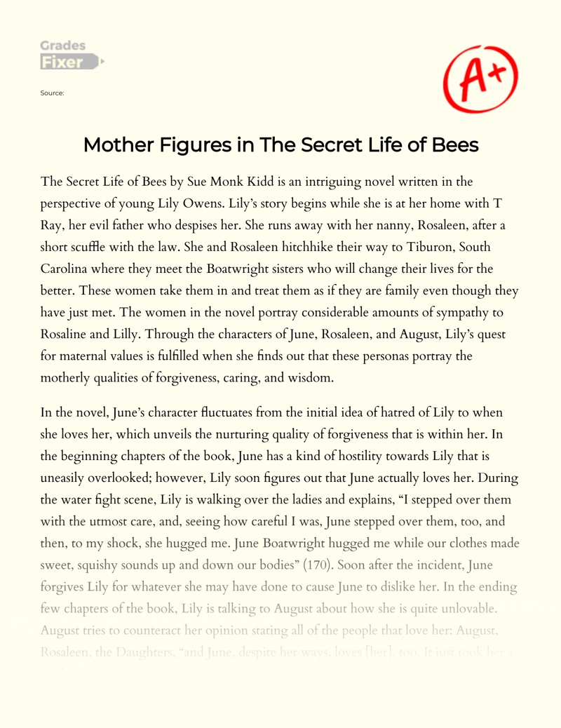 The Maternal Themes in "The Secret Life of Bees" Essay
