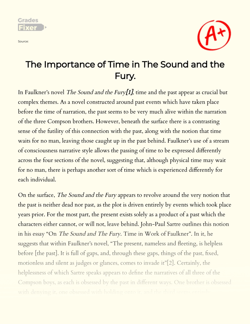 The Role of Time in The Sound and The Fury Essay