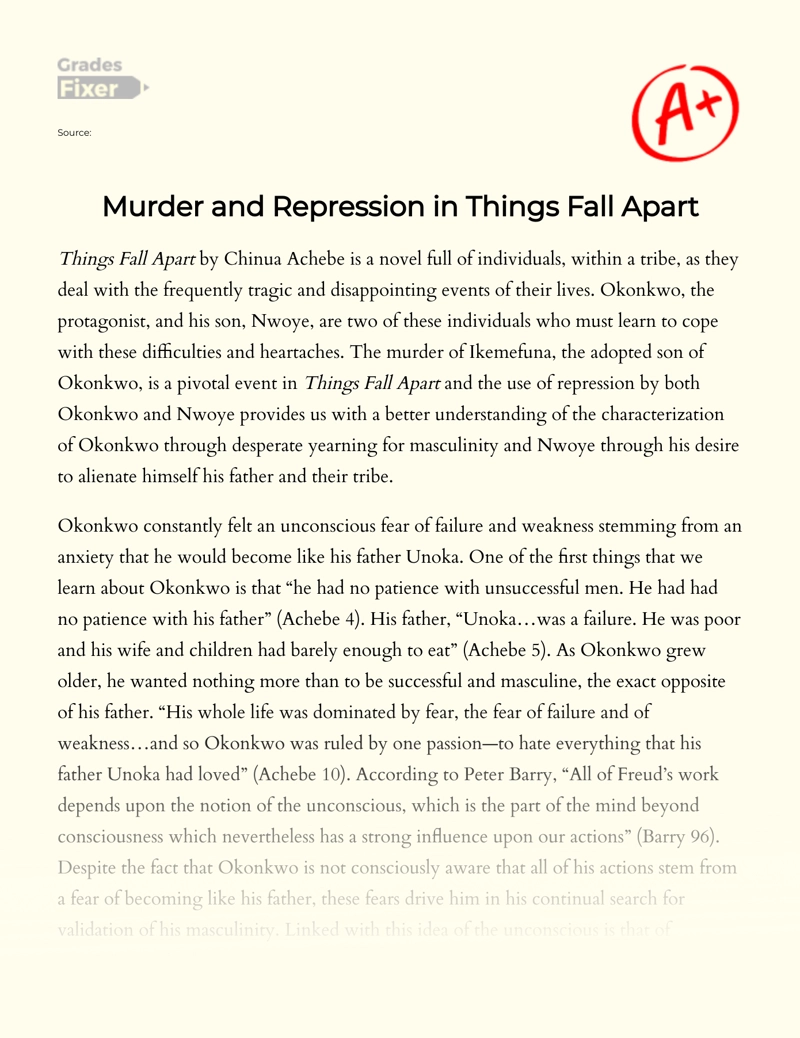 Repression and Tragedy in Achebe’s Things Fall Apart essay
