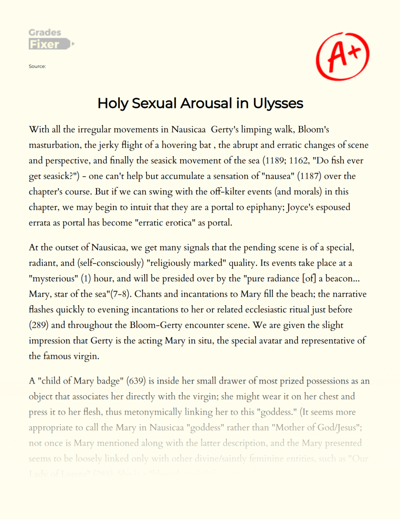 Holy Sexual Arousal in Ulysses Essay