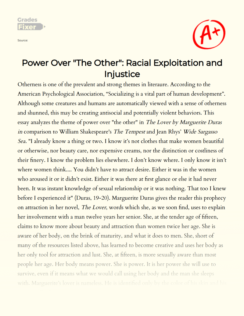 The Power Over "The Other": Isolation and Injustice in Literature Essay
