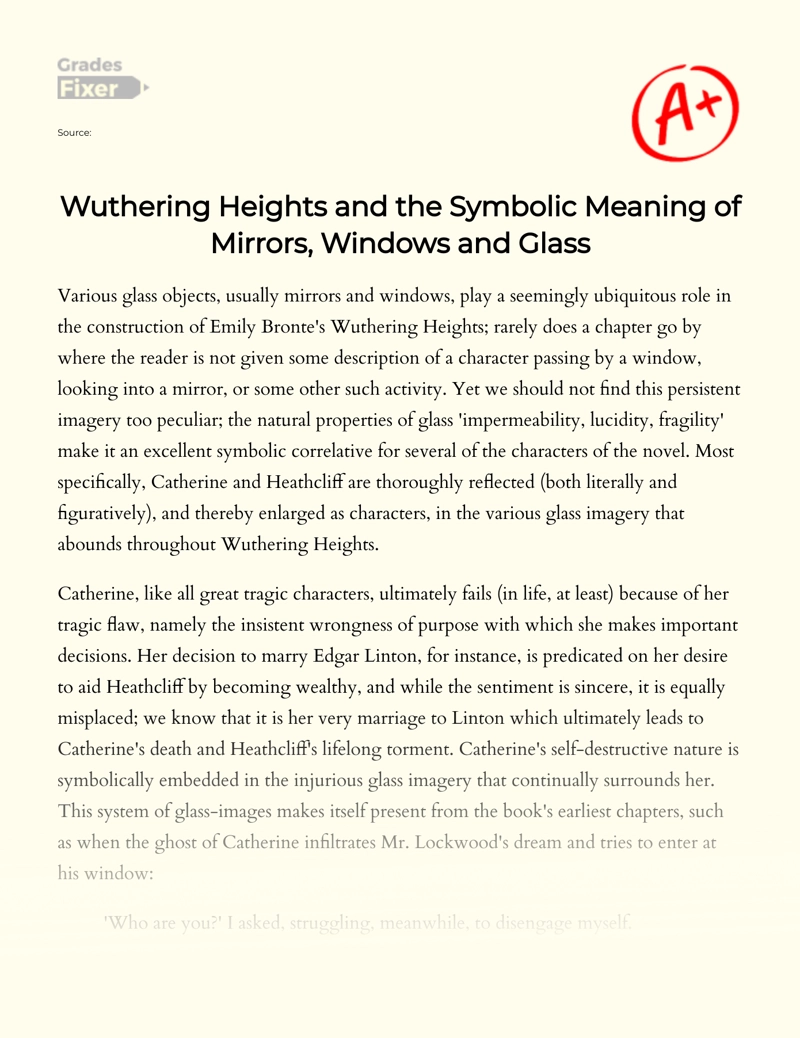 Wuthering Heights and The Symbolic Meaning of Mirrors, Windows and Glass essay