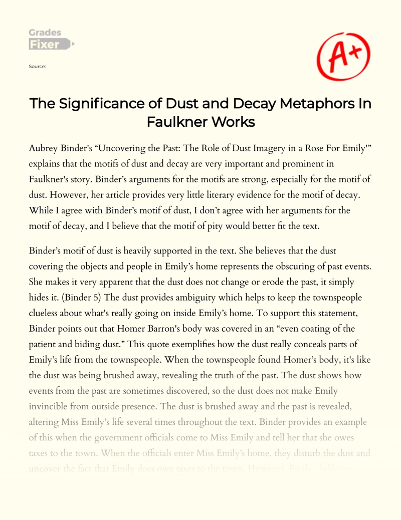 The Significance of Dust and Decay Metaphors in Faulkner Works essay
