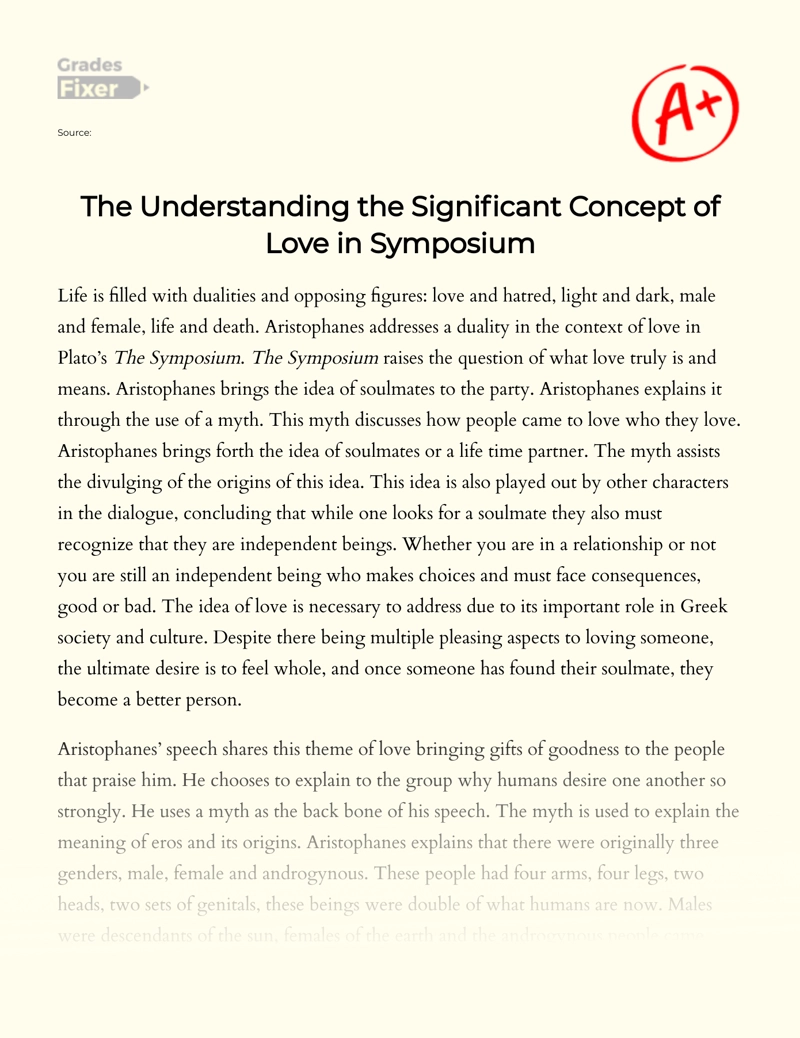 The Theme of Love and Its Importance in Symposium Essay