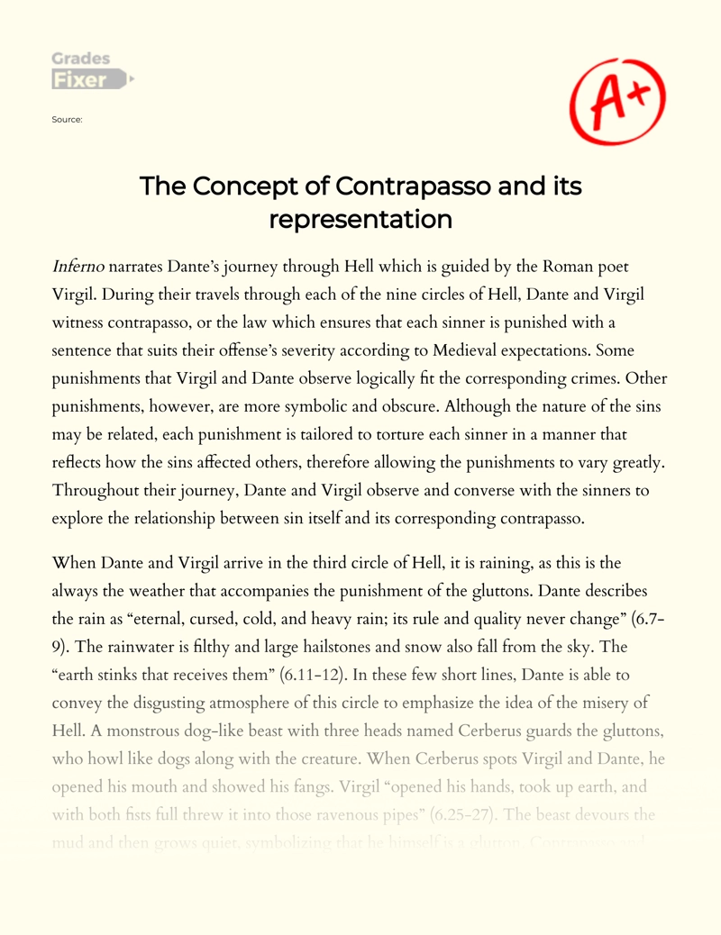 The Concept of Contrapasso and Its Representation in Dante's Inferno Essay