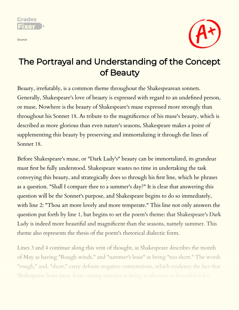 The Concept of Beauty in Shakespeare's Sonnet 18 Essay
