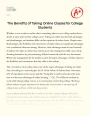 The Benefits of Taking Online Classes for College Students Essay