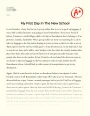 My First Day in The New School Essay