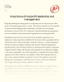 Importance of Nonprofit Leadership and Management Essay