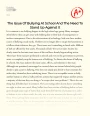 Bullying in Schools: Causes, Effects, and Solutions Essay