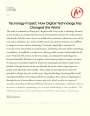Tecnology Impact: How Digital Technology Has Changed The World Essay