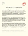 Advertising in The Modern Society Essay