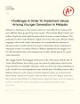 Challenges in Order to Implement Values Among Younger Generation in Malaysia Essay