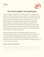 The Role of a Leader in The Organization Essay