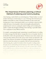 The Importance of Active Listening, a Critical Method of Listening and Communicating Essay