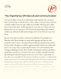 The Importance of Intercultural Communication Essay