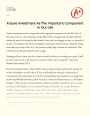 Future Investment as The Important Component in Our Life Essay