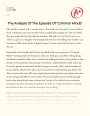 The Analysis of The Episode of "Criminal Minds" Essay
