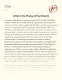 What is The Theory of Constraints Essay