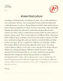 Korean Food Culture Essay