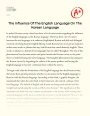 The Influence of The English Language on The Korean Language Essay