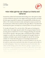 How Video Games Can Shape Our Brains and Behavior Essay