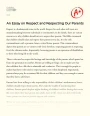 Parent as Most Important Humans in Your Life: Respecting Our Parents Essay
