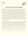 Pros and Cons of Online Shopping Essay