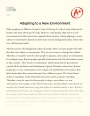 The Main Factors of Adapting to a New Environment Essay