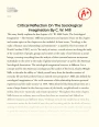 Critical Reflection on The Sociological Imagination by C. W. Mill Essay