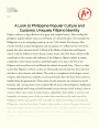 A Look at Philippine Popular Culture and Customs: a Unique Filipino Identity Essay