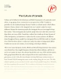 The Culture of Canada Essay