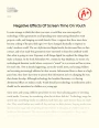Negative Effects of Screen Time on Youth Essay