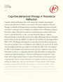 Cognitive Behavioral Therapy: a Theoretical Reflection Essay